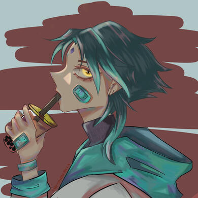 Xiao drinking boba